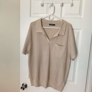 J.Lindeberg Men’s Light Tan Knit Polo Shirt, Size XXL